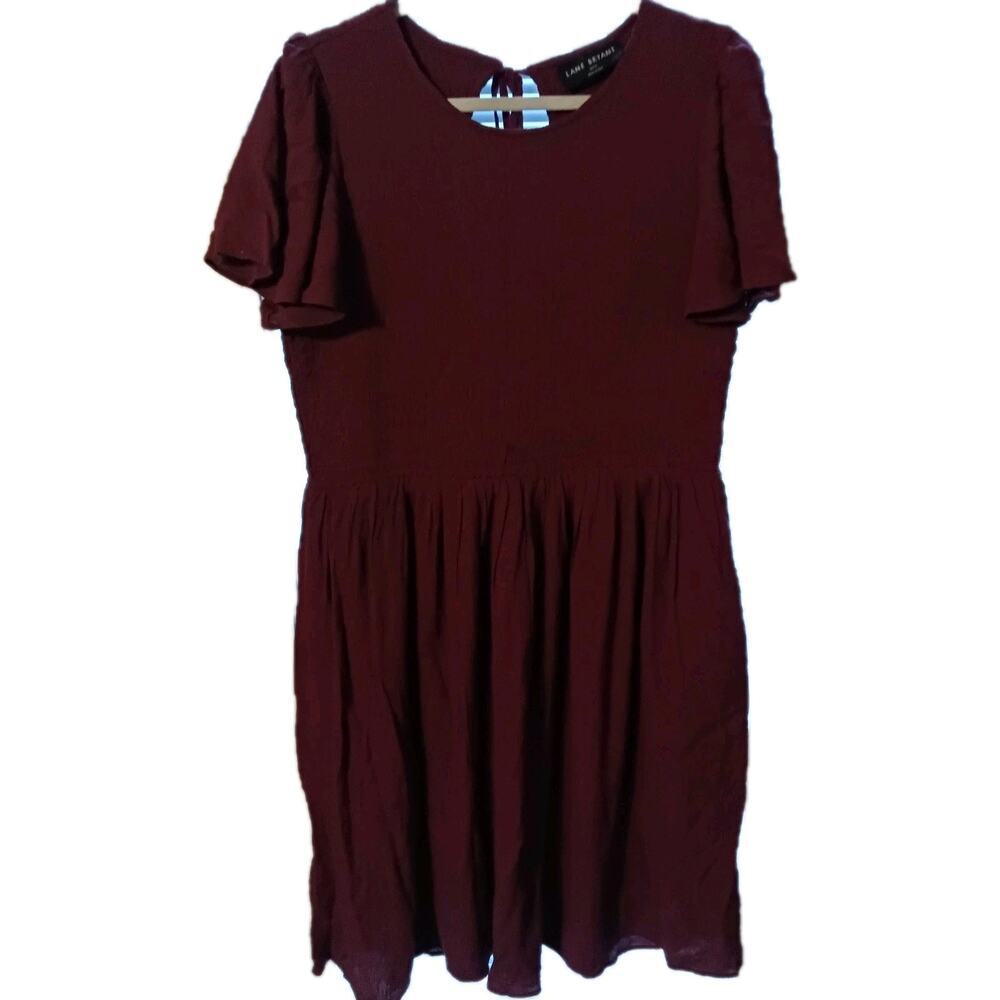 Lane Bryant Midi Dress In Wine Sz. 14/16 Pockets Smocked
